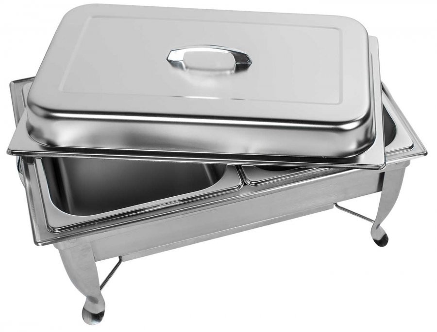 Design tampa - Rechaud Banho Maria Aço Inox com 2 Cubas (GN 1/2×65mm) - 9 Lts (Versão TOP) - JQ533-02