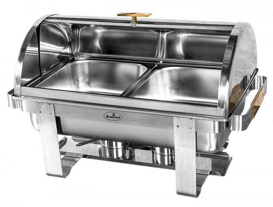 Rechaud Aço Inox com Tampa Giratória e 2 Cubas (GN 1/2×100mm) - 13 Lts (Versão TOP) - 933-W900-2B