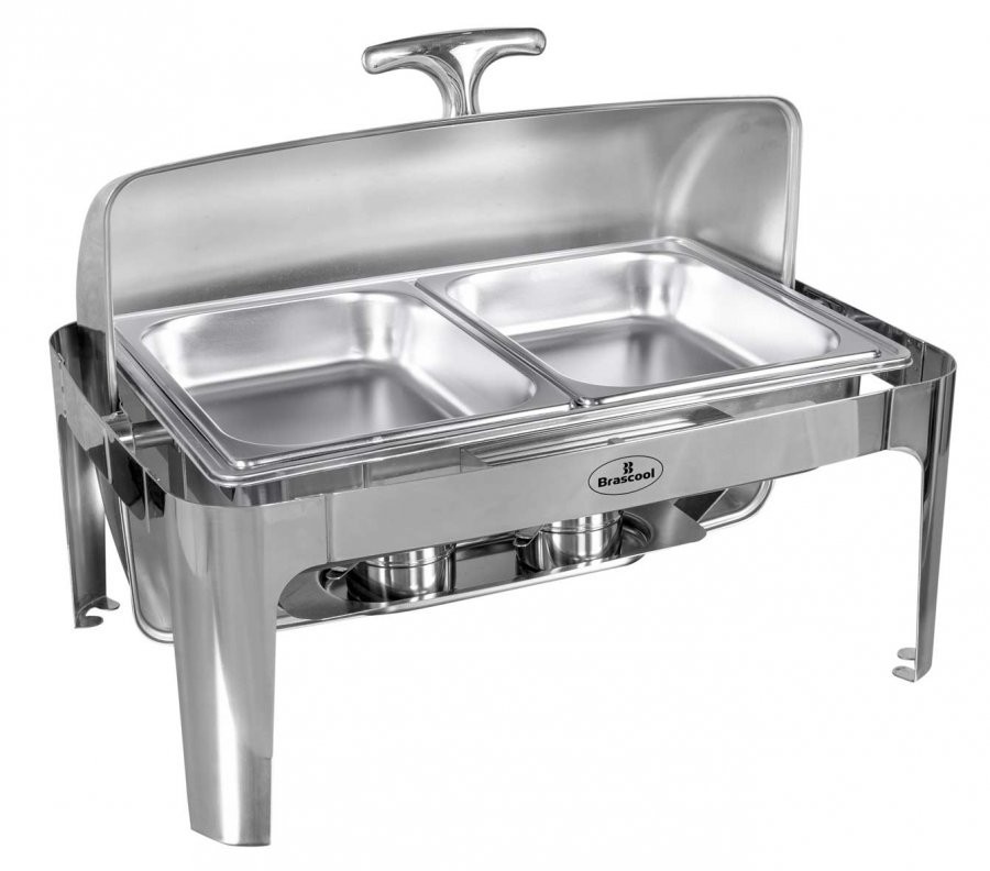 Rechaud Aço Inox com Tampa Giratória com 2 Cubas (GN 1/2×65mm) - 9 Lts (Versão Luxo) - 723-2