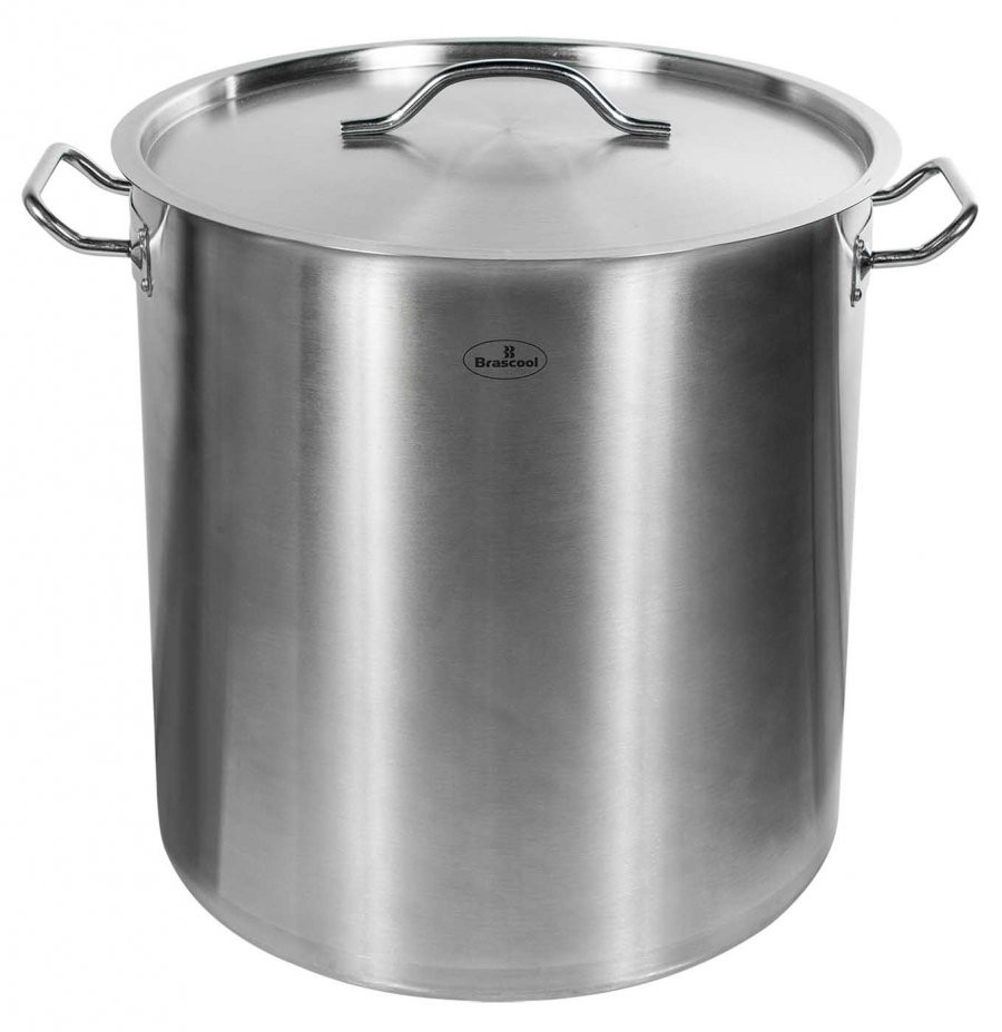 Panela / Caldeirão de Aço Inoxidável com Tampa - 50 Litros (40x40cm) - GDC-4040