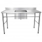Mesa Pia Aço Inox Industrial com Uma Cuba 50x40x25cm - 160x70x90cm - Brascool