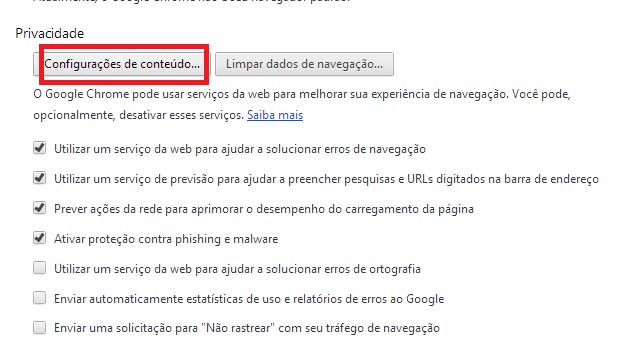 Como Habilitar Cookies Chrome - Passo 3