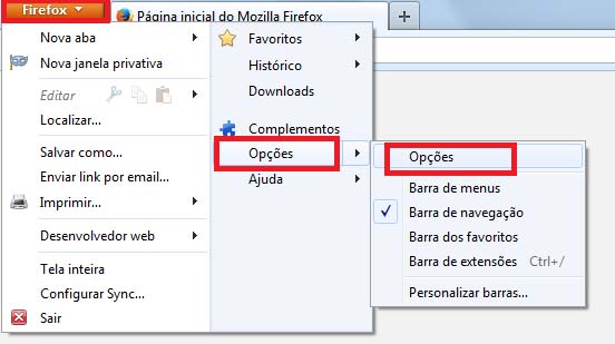 Como Habilitar Cookies Firefox - Passo 1