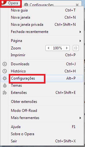 Como Habilitar Cookies Opera - Passo 1